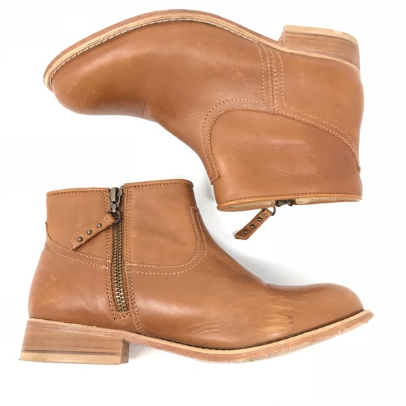 Nordstrom Hinge Cognac Leather Short Ankle Boots - Picture 4 of 8